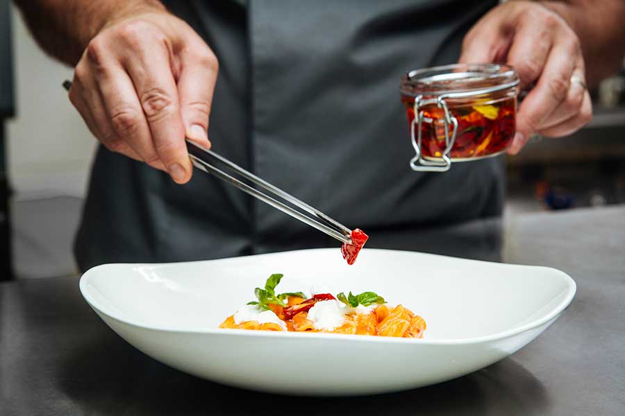 chef plating sundried tomato