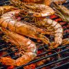 Charcoal BBQ prawns for your Christmas Party