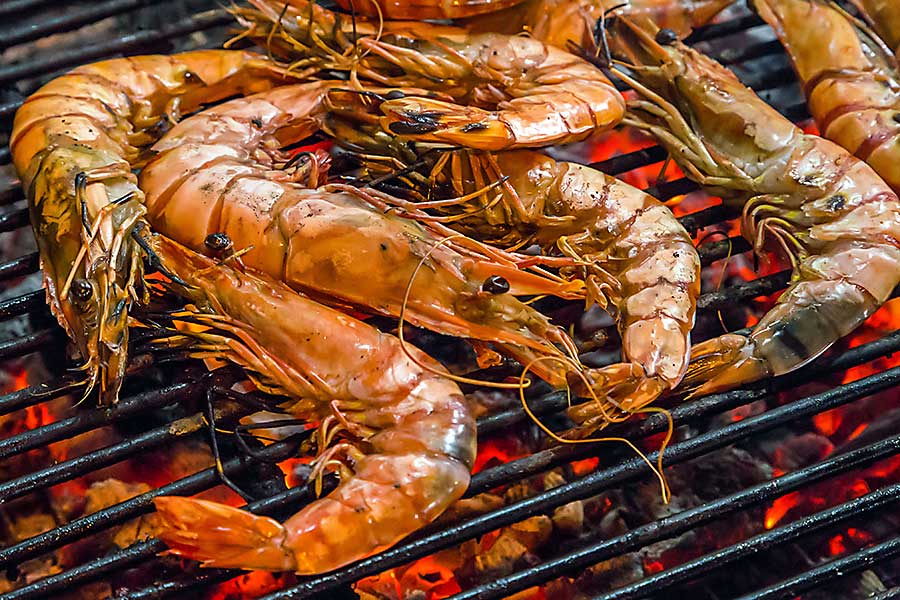 Charcoal BBQ prawns for your Christmas Party