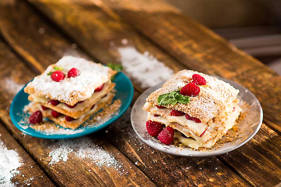 Mille-feuille is a three layers of French pastry dipped in vanilla