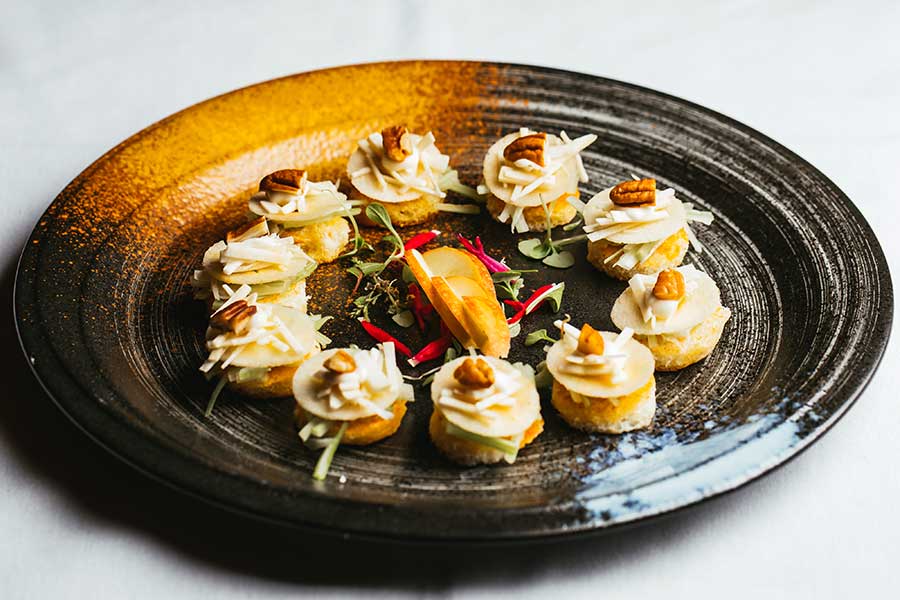 Vegetarian shared plate canapes