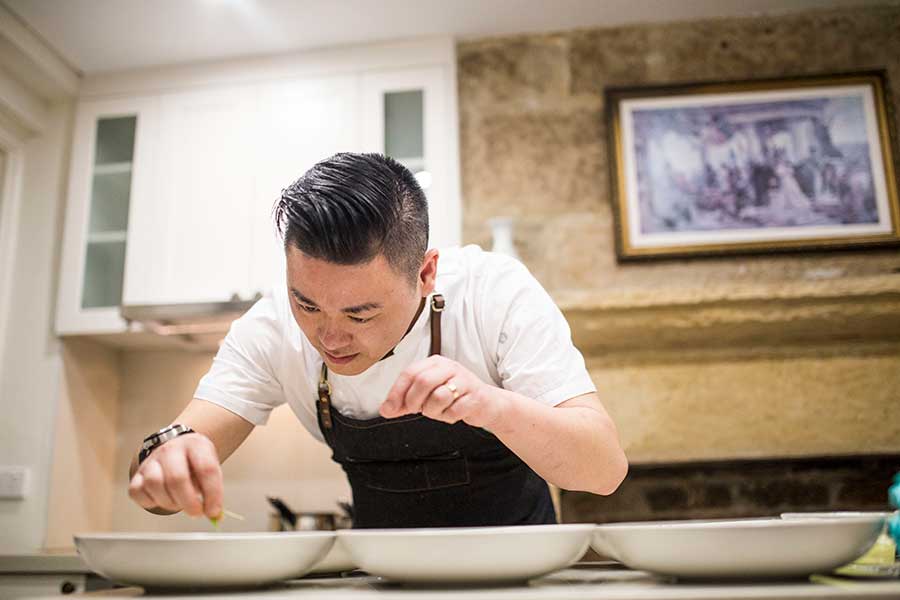 Chef Winston Zhang plating