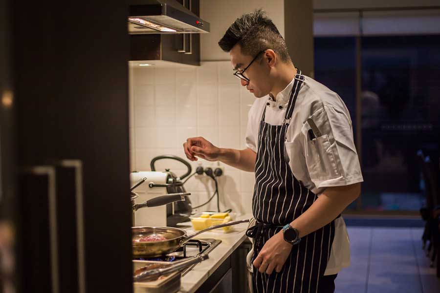 Chef cooking in the home kitchen