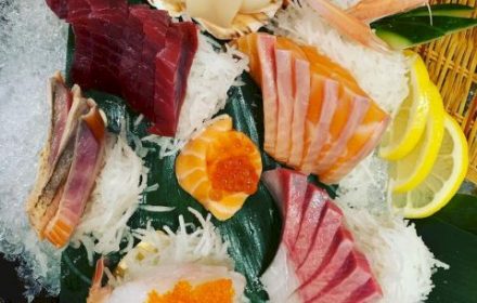 Chef Michael Chatto presenting sashimi deluxe platter