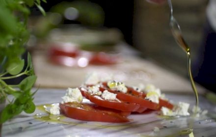 Chef Michael Chatto presenting Italian Style tomato caprese