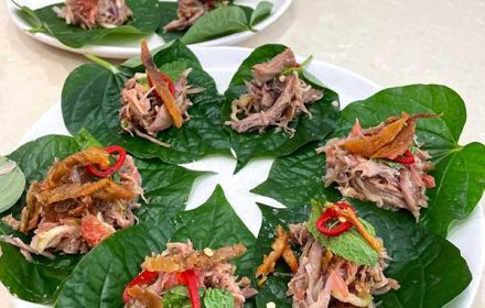 chef Yukiko Anschutz Confit Duck Salad with Betel Leaf