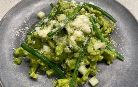 Chef Filippo Orsini Reginette al Pesto, Ligurian pasta, homemade pesto, green beans, potato