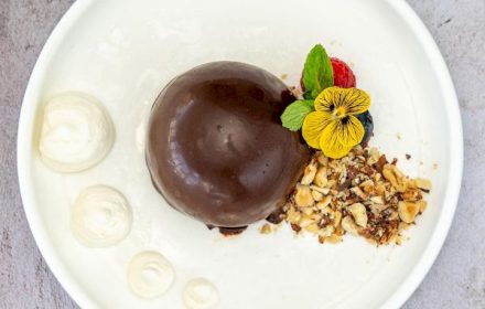Chef Davide Incardona Chocolate Parfait dark chocolate and hazelnut parfait, chantilly, fresh berries