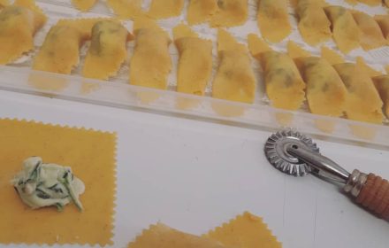 Chef Eliana Falco making pasta