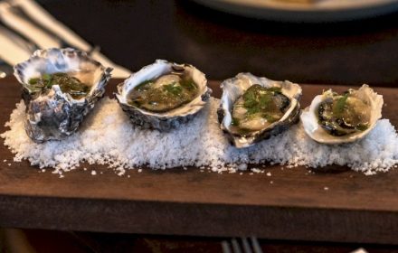 Chef Graeme Corlett Sydney Rock Oysters, mignonette, micro herbs