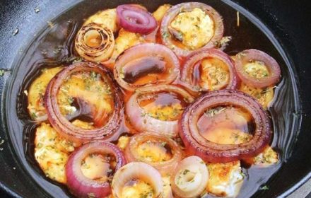 Chef Olivia Nono Prawns Epazote Rooibos Broth Burnt Onion Puree Dish