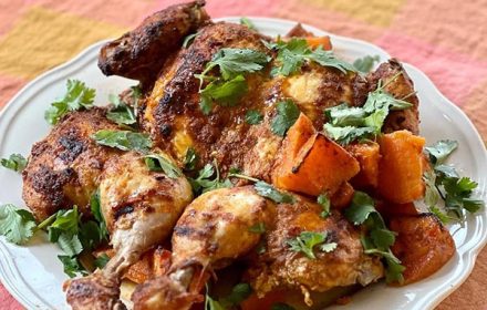 Chef Katie Ridgway Curried Coconut Chicken with Roasted Sweet Potato Dish