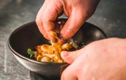 Chef Kirk Frawley Plating Sweet Potato Crisps