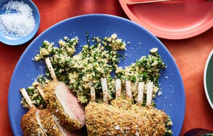 Chef Nornie Bero macadamia saltbush crusted lamb rack dish