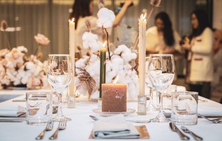 christmas theme table setting close shot