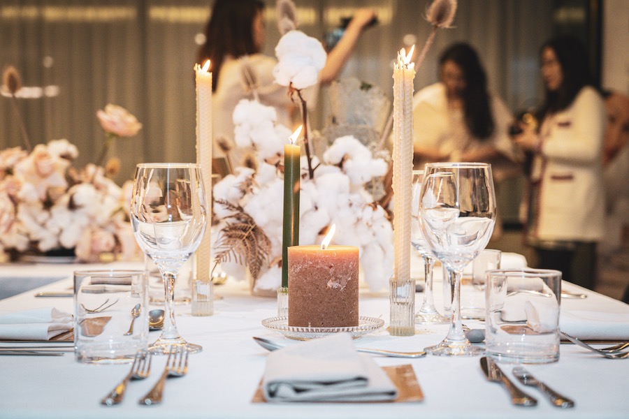 christmas theme table setting close shot