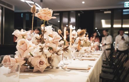 christmas theme pink table setting