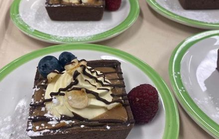 Chef Sandeep Vaid and Chef Gehan Wadigasinghe Chocolate Brownie Dessert Dish With Blueberry And Raspberry