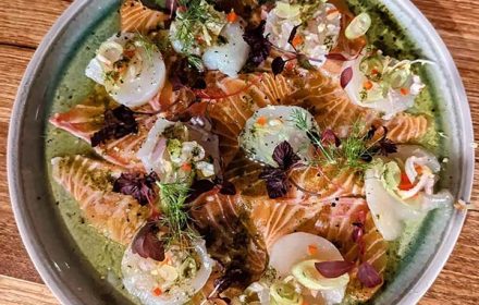 Chef Vedran Perojevic Tasmanian Salmon And Japanese Scallop Carpaccio