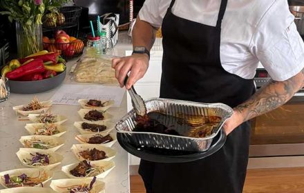 Chef Jonathan Heath Plating In A Private Event