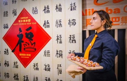 Alibaba chinese new year staff serving canapes