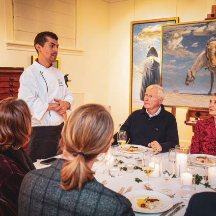 private chef robert morales presenting his dishes to private dining guests