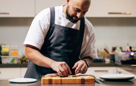 chef Patrick preparing dishes