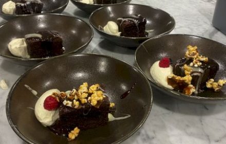 Chef Lisa Morris chocolate brownie, salted caramel popcorn
