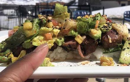 Chef Maya Borel Red Tuna, Rice, Lettuce, Melon, Avocado Sesame Seed, Ginger