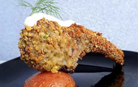 Chef Rolando Romagnoli Baked Lambin Pistachio Crust