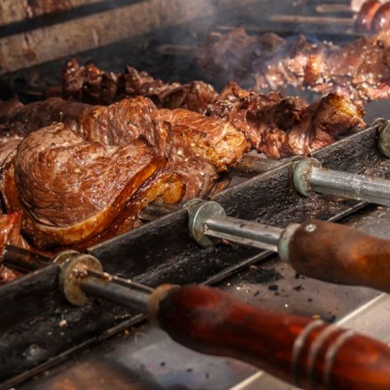 picanha barbecue roasted over hot coals