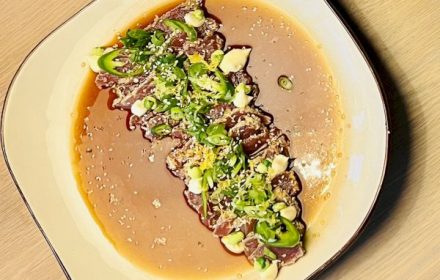 Chef Krisha Shewani Tuna tataki, yuzu lemon myrtle ponzu, wasabi aioli