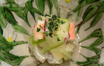 Chef Kichi Nakamuta Crab and white fish wih radish sauce