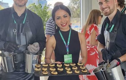 Chef Pete Hilcke F1 Grand Prix Oysters Serving