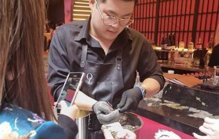Chef Pete Hilcke Oysters Serving
