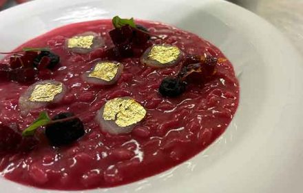 Chef Giuseppe Palminteri Red turnip and scallop risotto