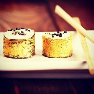 sushi with gold leaf
