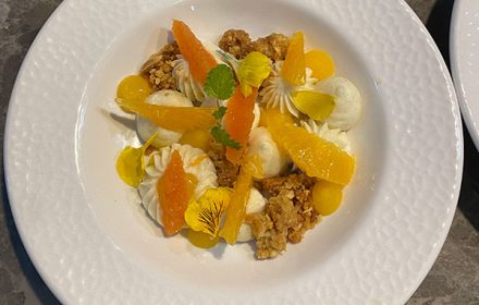 Chef Boubacar Ba carrot in different textures- grilled, raw, marinated, roasted) with a carrot caramel, vinaigrette, sesame, herbs