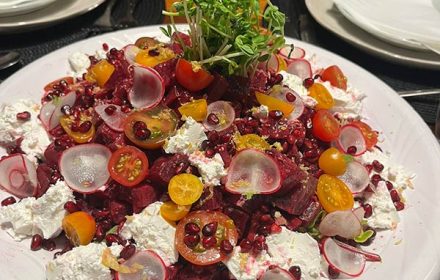 Chef Georges Dakkak Dakkak Beetroot salad, pomegranate molasses, chopped almonds