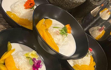 Chef Rukesh Aryal Mango sticky rice, coconut cream
