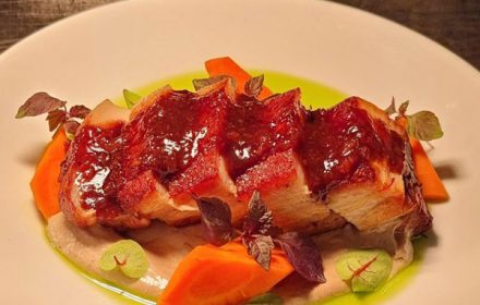Chef Ziaul Alam Moshi 24h slow cooked pork belly, pinapple, chilli, tonato sauce