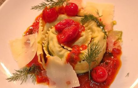 Chef Ziaul Alam Moushi Ravioli wheel, spinach ricotta