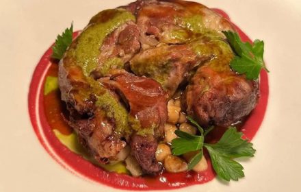Chef Ziaul Alam Moushi Slow cooked lamb, salsa verde, Cannellini Beans