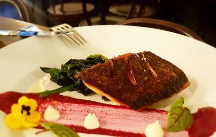 Chef Raffaele de Falco Pan fried wild salmon
