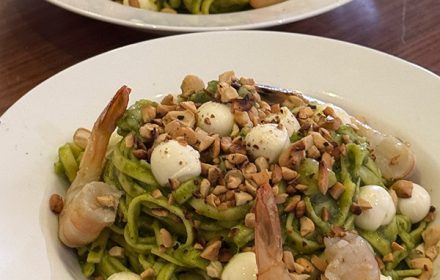 Chef Raffaele Pelligra Basil Pasta with Prawns Dish