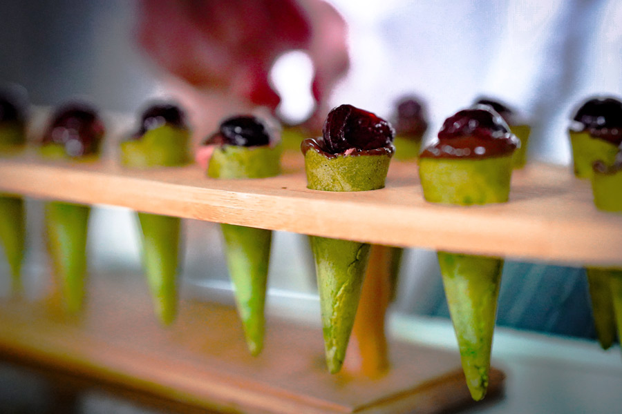 halloween canapes with green egg roll